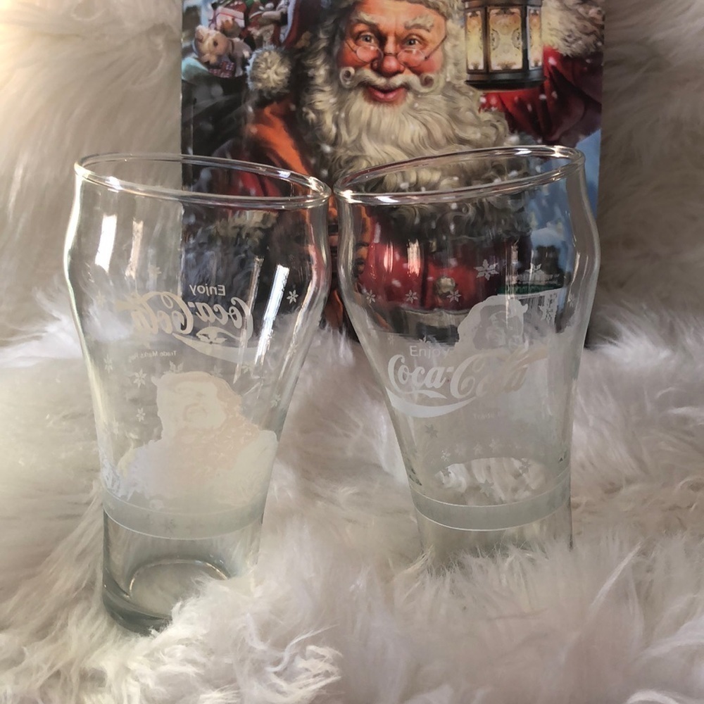 Collectible Libbey Enjoy Coca-Cola Coke Santa Claus Soda Beverage Clear Glass